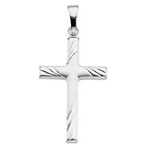 14K White 24x16mm Cross Pendant