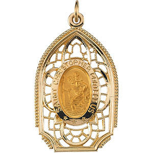 14K Yellow 31.5x19mm St. Christopher Medal