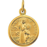 14K Yellow 10.15x12mm St. Francis of Assisi Medal