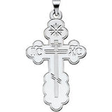 Sterling Silver 26x17mm St. Olga Orthodox Cross Pendant