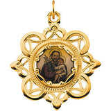 10K Yellow 25.75x25.75mm St. Joseph Framed Enamel Pendant