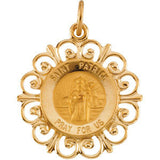 14K Yellow 18.5mm Round St. Patrick Medal