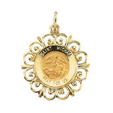 14K Yellow 18.5mm Round St. Michael Medal