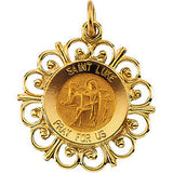 14K Yellow 18.5mm Round St. Luke Medal