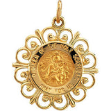 14K Yellow 18.5mm Round Scapular Medal