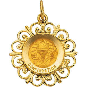 14K Yellow 18.5mm Round Confirmation Pendant Medal