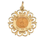 14K Yellow 18.5mm Altagracia Holy Family Pendant Medal