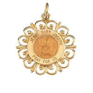 14K Yellow 18.5mm Altagracia Holy Family Pendant Medal