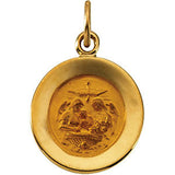 14K Yellow 11.5mm Round Baptismal Pendant Medal