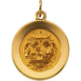 14K Yellow 11.5mm Round Baptismal Pendant Medal