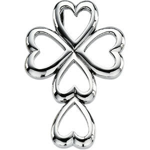 14K White 28.75x20mm Cross & Heart Pendant