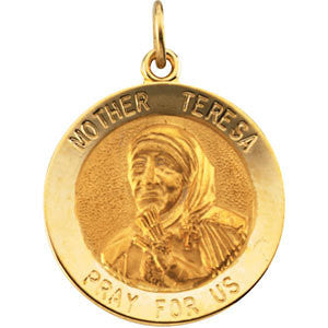 Sterling Silver 18mm Mother Teresa Round Pendant Medal 18" Necklace