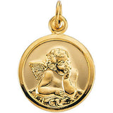 14K Yellow 14.25mm Guardian Angel Medal