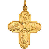 14K Yellow 24.4x21.5mm Four-Way Cross Medal