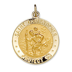 14K Yellow 18mm Round St. Christopher U.S. Marine Corps Medal