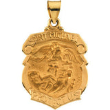 14K White 24.25x20.75mm Hollow St. Michael Medal