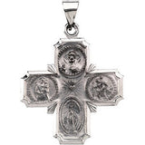 14K White 25x24.25mm Hollow Four-Way Cross Medal