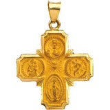 14K White 25x24.25mm Hollow Four-Way Cross Medal