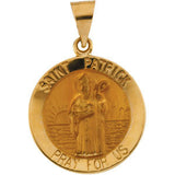 14K White 18mm Round Hollow St. Patrick Medal