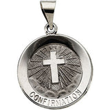 14K White 18.25mm Hollow Confirmation Medal