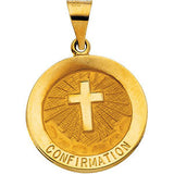 14K White 18.25mm Hollow Confirmation Medal