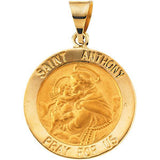 14K White 18.25mm Hollow Round St. Anthony Medal