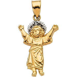 14K Yellow & White 18x13mm Divino Nino (Infant Jesus) Pendant