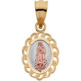 14K Yellow 11x8.5 Tri-Color Our Lady of Guadalupe Oval Pendant