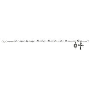 Silver Ball Rosary Bracelet