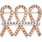 14K Rose & White 32x25mm 3-4 CTW Diamond Brooch