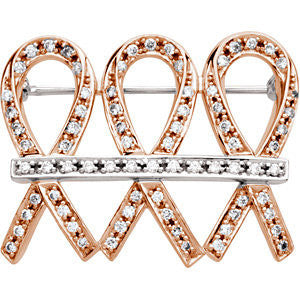 14K Rose & White 32x25mm 3-4 CTW Diamond Brooch