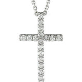 14K White 1-4 CTW Petite Diamond Cross Pendant