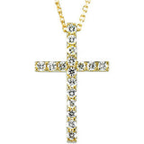 14K White 1-4 CTW Petite Diamond Cross Pendant