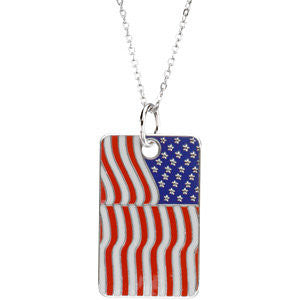 Blessed is the Nation USA Flag Dogtag Necklace