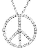 14K White 1-4 CTW Diamond Peace Sign 16" Necklace