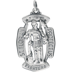 Sterling Silver 33x20.5mm St. Florian Medal