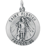 14K Yellow 12mm Round St. Florian Medal