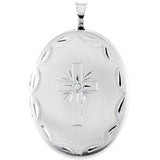 Sterling Silver .015 CT Diamond Oval Cross Locket