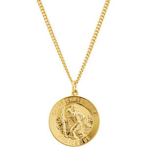 24K Gold Plated 28.19x25.13mm St. Christopher Medal 24" Necklace