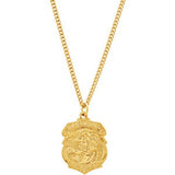 24K Gold Plated 28.6x20.87mm St. Michael Medal 24" Necklace