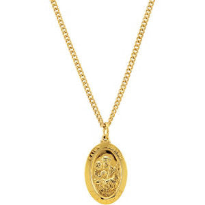 24K Gold Plated 26.35x16.05mm St. Joseph Medal 24" Necklace