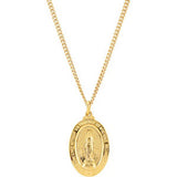 24K Gold Plated 28.82x17.82mm Miraculous Medal 24" Necklace