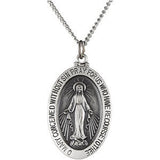 Sterling Silver 28.5x17.75mm Oval Miraculous Medal 24" Necklace