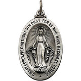 Sterling Silver 28.5x17.75mm Oval Miraculous Medal 24" Necklace