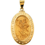 14K Yellow 25x18mm Oval St. Christopher Medal