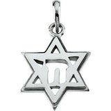 14K Yellow 19x14mm Star of David Chai Pendant