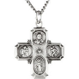 Sterling Silver 19x17.75mm Four-Way Cross Medal 18" Necklace