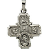 Sterling Silver 19x17.75mm Four-Way Cross Medal 18" Necklace