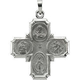 Sterling Silver 19x17.75mm Four-Way Cross Medal 18" Necklace