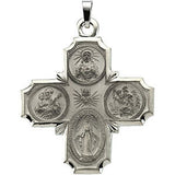 Sterling Silver 19x17.75mm Four-Way Cross Medal 18" Necklace